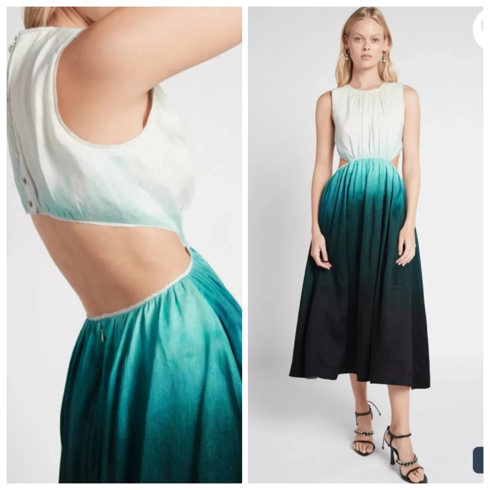 Aje Cosmos Luxuriously Hepburn Demure Edgy Cut Out Midi Dress 6